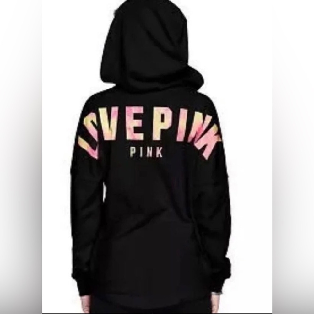 PINK Victoria's Secret Black V‑Neck Criss cross Pullover Hoodie